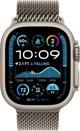 Apple Watch Ultra 2 GPS + Cellular 49mm Unlocked M/L Natural Titanium Case with Green/Gray Trail K0Loop Carbon Neutral Renewed