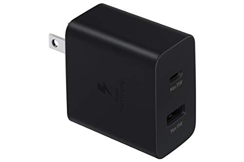SAMSUNG 35W Dual Port Wall Charger USB C Adapter, Super Fast Charging Block for Galaxy Phones and Devices, Cable Not Included, 2021, US Version, Black