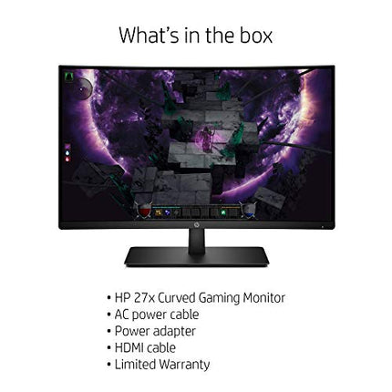 HP 27-inch Curved 144hz Gaming Monitor with AMD Freesync Technology, Tilt Adjustment and Anti-Glare Panel (HP 27x Curved Display, Black) (Renewed)