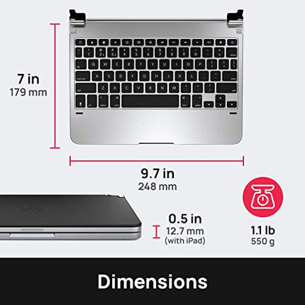 Brydge 11.0 Pro Wireless Keyboard | Compatible with iPad Pro 11-inch (2018 & 2nd Gen, 2020) | Backlit Keys | Long Battery Life | (Silver)
