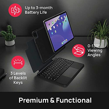 Brydge Air MAX+ Wireless Keyboard Case with Multi-Touch Trackpad for iPad Air 5th (M1) and 4th Generation and iPad Pro 11-inch, Detachable Magnetic SnapFit Case and MIL-STD-810G 4-Foot Drop Protection