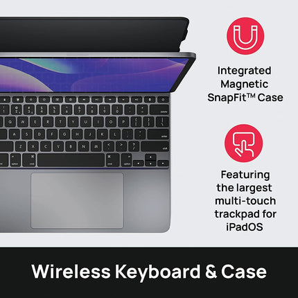 Brydge 12.9 MAX+ Wireless Keyboard Case with Multi-Touch Trackpad for iPad Pro 12.9-inch (3rd, 4th & 5th Gen), Integrated Magnetic SnapFit Case | Space Gray Keyboard with Black Case