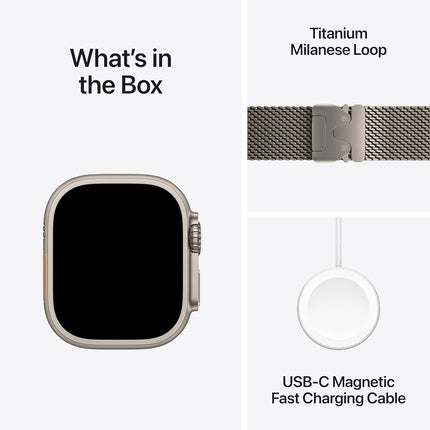 Apple Watch Ultra 2 GPS + Cellular 49mm Unlocked M/L Natural Titanium Case with Green/Gray Trail K0Loop Carbon Neutral Renewed