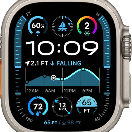 Apple Watch Ultra 2 GPS + Cellular 49mm Unlocked M/L Natural Titanium Case with Green/Gray Trail K0Loop Carbon Neutral Renewed