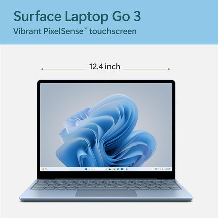 Microsoft Surface Laptop Go 3 (2023) - 12.4" Touchscreen, Thin & Lightweight, Intel Core i5, 8GB RAM, 256GB SSD SSD, with Windows 11, Ice Blue Color Microsoft Copilot - XK1-00059