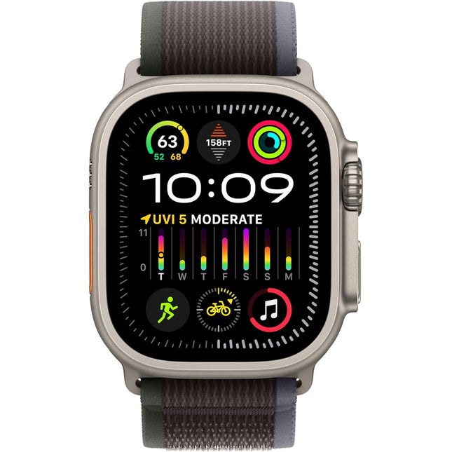 Apple Watch Ultra 2 [GPS + Cellular, 49mm] Titanium Case with Blue/Black Trail Loop, S/M (Renewed)