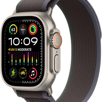 Apple Watch Ultra 2 [GPS + Cellular, 49mm] Titanium Case with Blue/Black Trail Loop, S/M (Renewed)