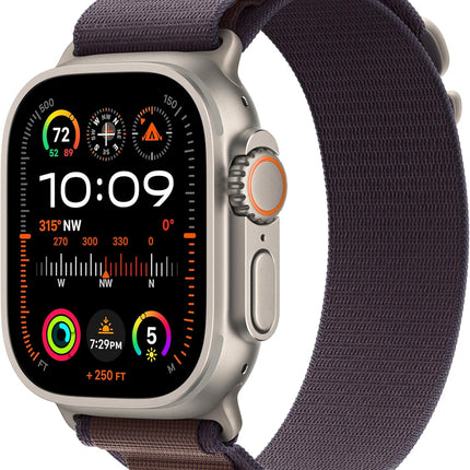 Apple Watch Ultra 2 [GPS + Cellular, 49mm] Titanium Case with Indigo Alpine Loop, MRET3LW/A (Renewed)
