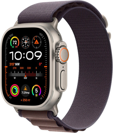 Apple Watch Ultra 2 [GPS + Cellular, 49mm] Titanium Case with Indigo Alpine Loop, MRET3LW/A (Renewed)