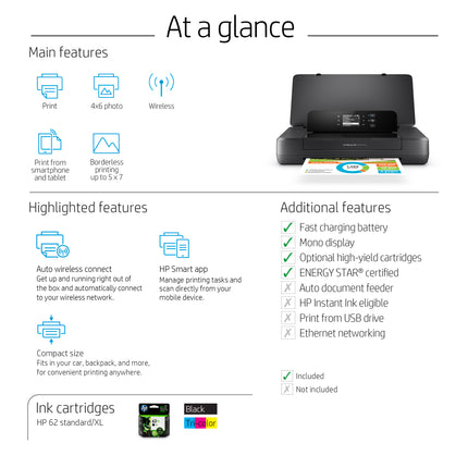 HP OfficeJet 200 Mobile Printer Black Renewed