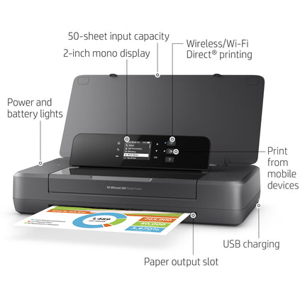 HP OfficeJet 200 Mobile Printer Black Renewed