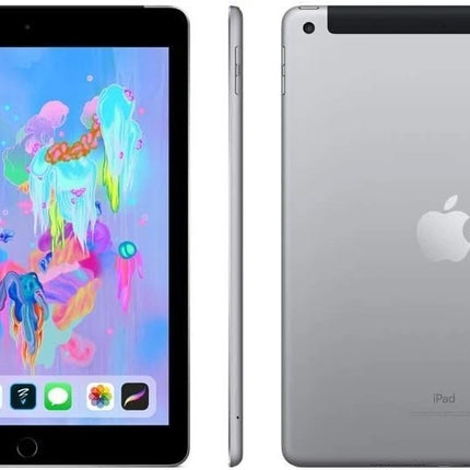 Apple iPad (6th Generation) 32 GB, Wi-Fi + Cellular, 9.7 in - Space Gray Renewed