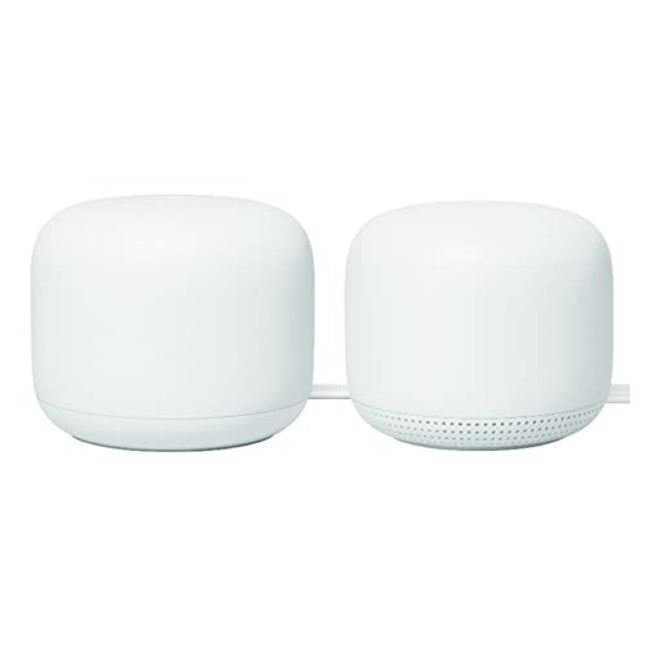 Google Nest Wifi - AC2200 (2nd Generation) Router and Add On Access Point Mesh Wi-Fi System (2-Pack, Snow) (Renewed)