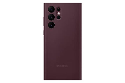 Samsung Galaxy S22 Ultra S-View Flip Cover, Protective Phone Case, Tap Control, Cutting Edge Design, US Version, Burgundy, (EF-ZS908CEEGUS)