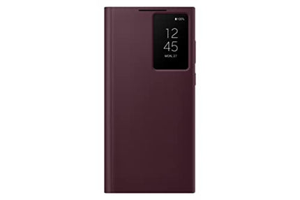 Samsung Galaxy S22 Ultra S-View Flip Cover, Protective Phone Case, Tap Control, Cutting Edge Design, US Version, Burgundy, (EF-ZS908CEEGUS)