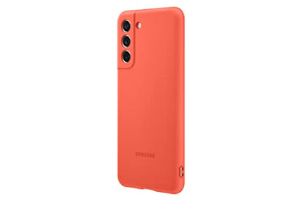 SAMSUNG Galaxy S21 FE 5G Silicon Cover, Protective Phone Case, Smartphone Protector, Hook to Attach Strap, Soft Grip, Matte Finish, US Version, Coral