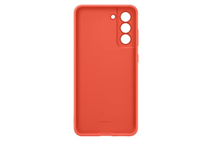 SAMSUNG Galaxy S21 FE 5G Silicon Cover, Protective Phone Case, Smartphone Protector, Hook to Attach Strap, Soft Grip, Matte Finish, US Version, Coral