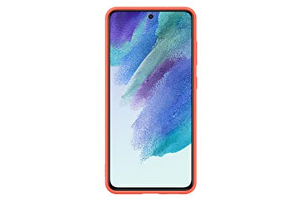 SAMSUNG Galaxy S21 FE 5G Silicon Cover, Protective Phone Case, Smartphone Protector, Hook to Attach Strap, Soft Grip, Matte Finish, US Version, Coral