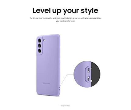 SAMSUNG Galaxy S21 FE 5G Silicon Cover, Protective Phone Case, Smartphone Protector, Hook to Attach Strap, Soft Grip, Matte Finish, US Version, Lavender