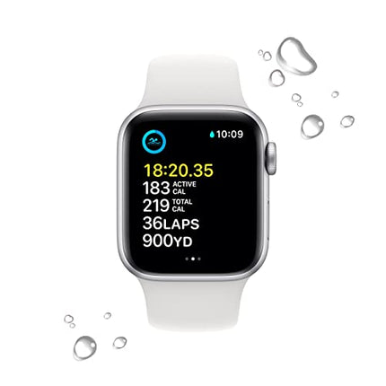 Apple Watch SE (2nd Gen) (GPS + Cellular, 40mm) - Silver Aluminum Case with White Sport Band, M/L (Renewed)