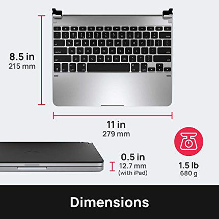 Brydge Pro 12.9 Keyboard for iPad Pro 12.9-inch 3rd Generation Model (2018) | Aluminum Wireless Bluetooth 4.2 Keyboard with Backlit Keys | Long Battery Life | (Silver)