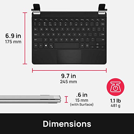 Brydge 10.5 Go+ Wireless Keyboard with Precision Touchpad Compatible with Microsoft Surface Go 1 & 2, Designed for Surface (Silver)