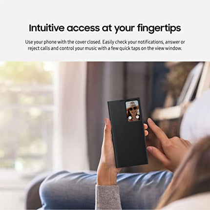 Samsung Galaxy S22 Ultra S-View Flip Cover, Protective Phone Case, Tap Control, Cutting Edge Design, US Version, Black, (EF-ZS908CBEGUS)