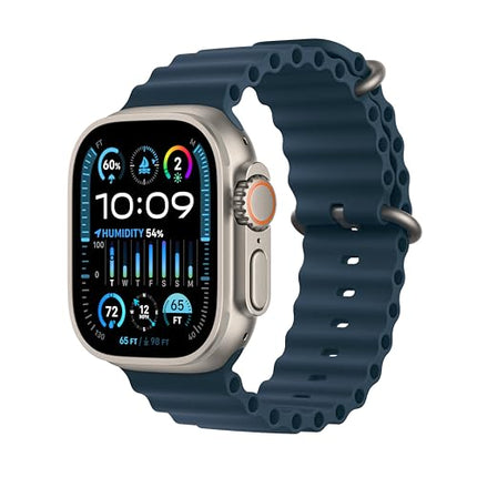 Apple Watch Ultra 2 [GPS + Cellular 49mm] Smartwatch with Rugged Titanium Case & Blue Ocean Band (Renewed)