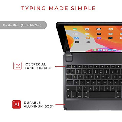 Brydge iPad 10.2 Wireless Keyboard Compatible with iPad 9th, 8th & 7th Generation, Backlit Keys, 0-180 Degree Viewing Ability, Long Battery Life, Space Gray