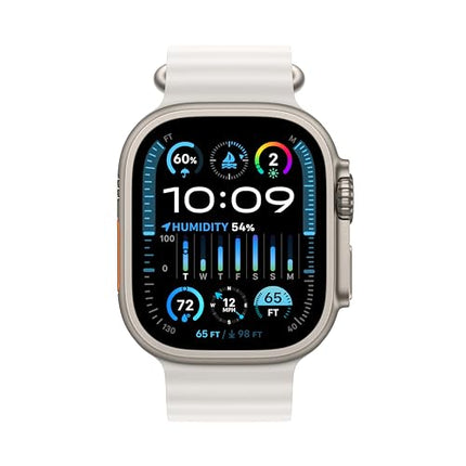 Apple Watch Ultra 2 [GPS + Cellular 49mm] Smartwatch with Rugged Titanium Case & White Ocean Band. Fitness Tracker, GPS, Action Button, Extra-Long Battery Life, Bright Retina Display (Renewed)