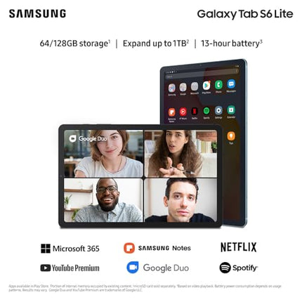 SAMSUNG Galaxy Tab S6 Lite 10.4" 64GB Android Tablet, LCD Screen, S Pen Included, Slim Metal Design, AKG Dual Speakers, 8MP Rear Camera, Long Lasting Battery, US Version, 2022, Angora Blue