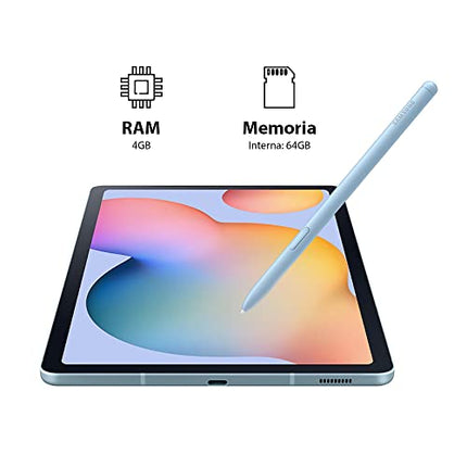 SAMSUNG Galaxy Tab S6 Lite 10.4" 64GB Android Tablet w/Long Lasting Battery, S Pen Included, Slim Metal Design, AKG Dual Speakers, US Version, Angora Blue (Renewed)