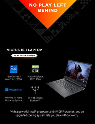 HP Victus 16 Gaming Laptop - NVIDIA GeForce RTX 3060, 12th Gen Intel Core i7-12700H, 16 GB RAM, 512 GB SSD, FHD IPS Display, Windows 11 Home, Backlit Keyboard,(Renewed)