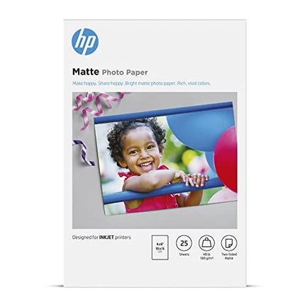 HP Matte Photo Paper, 4x6 in, 25 sheets (6QH46A)