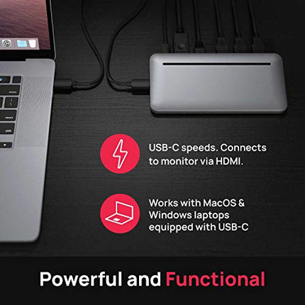 Brydge Stone II USB-C Universal Docking Station Compatible with MacOS & Windows, Single 4K Display, HDMI Out, USB-C Speeds, 7 Ports