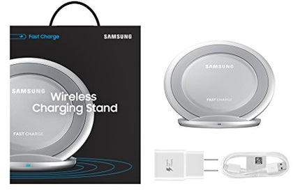 Samsung Qi Certified Fast Charge Wireless Charging Pad + Stand - Supports wireless charging on Qi compatible smartphones - Silver