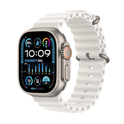 Apple Watch Ultra 2 [GPS + Cellular 49mm] Smartwatch with Rugged Titanium Case & White Ocean Band. Fitness Tracker, GPS, Action Button, Extra-Long Battery Life, Bright Retina Display (Renewed)