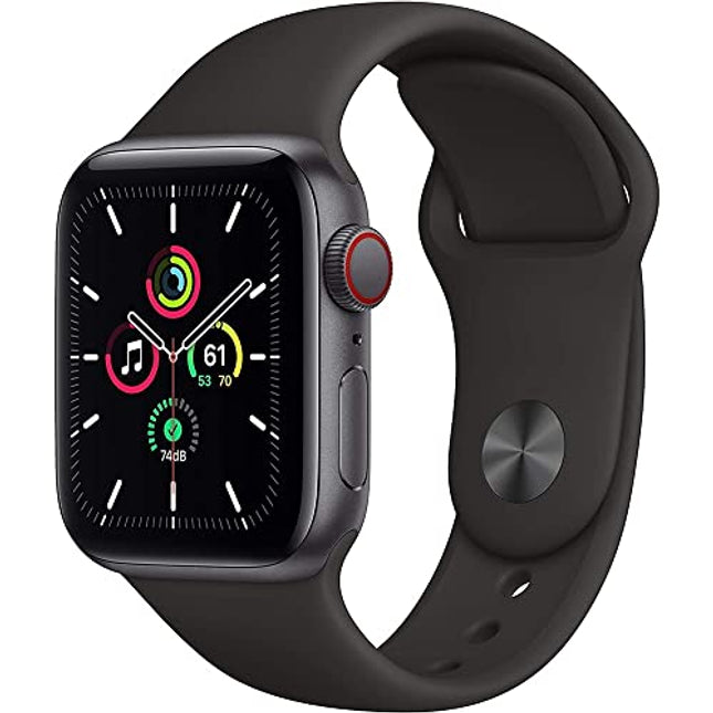 Apple Watch SE (GPS + Cellular, 40mm) - Space Gray Aluminum Case with Black Sport Band (Renewed)