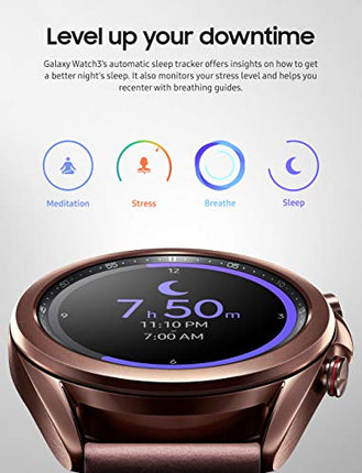 SAMSUNG Galaxy Watch 3 (41mm, GPS, Bluetooth, Unlocked LTE) Smart Watch with Advanced Health Monitoring, Fitness Tracking, and Long lasting Battery - Mystic Bronze (US Version)