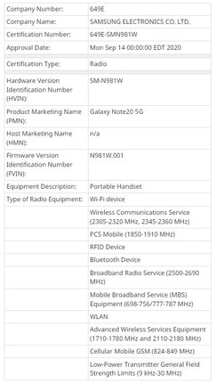 Samsung Galaxy Note 20 5G 128GB N981U Smartphone Mystic Bronze (T-Mobile Locked) - Renewed