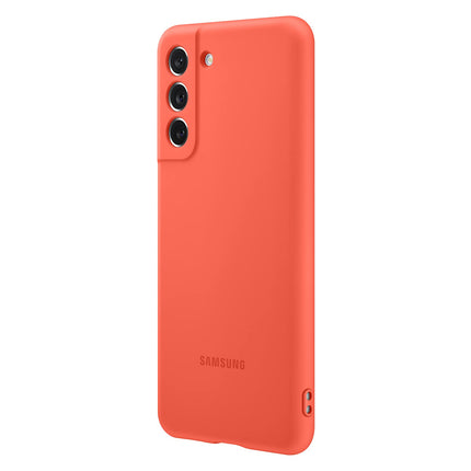 SAMSUNG Galaxy S21 FE 5G Silicon Cover, Protective Phone Case, Smartphone Protector, Hook to Attach Strap, Soft Grip, Matte Finish, US Version, Coral