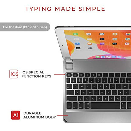 Brydge 10.2 Wireless Keyboard Compatible with iPad 9th, 8th & 7th Generation, Backlit Keys, Long Battery Life, Silver