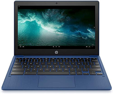 HP Chromebook Laptop 11.6-inch HD Notebook MediaTek MT8183 4GB RAM 64 GB eMMC Dual-Speaker Full-size Computer Keyboard Bluetooth WiFi SD Card Reader USB C Port, Chrome OS PC, Indigo Blue (Renewed)