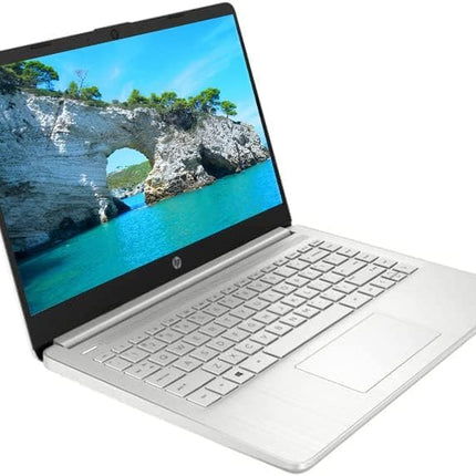 HP Newest 14" FHD Laptop, Windows 11, AMD Processor Up to 2.60GHz, 4GB RAM, 128GB SSD, Webcam, Dale Silver (Renewed)
