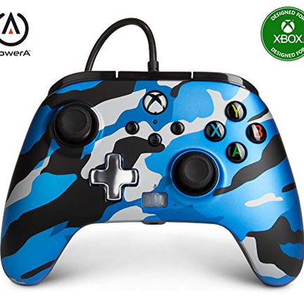 PowerA Enhanced Wired Controller for Xbox Series X|S - Metallic Blue Camo, gamepad, wired video game controller, gaming controller, Xbox Series X|S [video game]