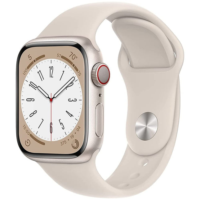 Apple Watch Series 8 (GPS, 45MM) - Starlight Aluminum Case with Starlight Sport Band (Renewed)