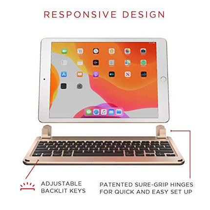 Brydge 10.2 iPad Wireless Keyboard Compatible with iPad 9th, 8th & 7th Generation, Backlit Keys, Long Battery Life, Gold Color, 0-180 Viewing Angles