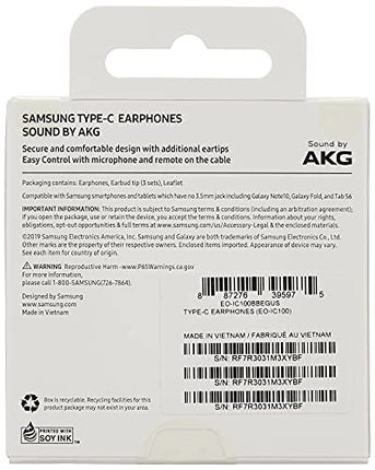 SAMSUNG EO-IC100BBEGUS Corded Type-C Earphones, Black, 0.98 x 0.71 x 48.82