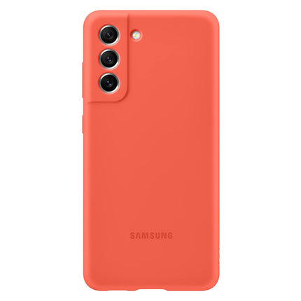 SAMSUNG Galaxy S21 FE 5G Silicon Cover, Protective Phone Case, Smartphone Protector, Hook to Attach Strap, Soft Grip, Matte Finish, US Version, Coral