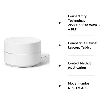 Google NLS-1304-25 White WiFi System Router Replacement for Whole Home Coverage 1-Pack  (Renewed)